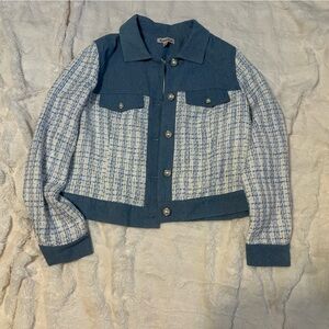 Nanette Lepore Blue and Cream Jean Jacket